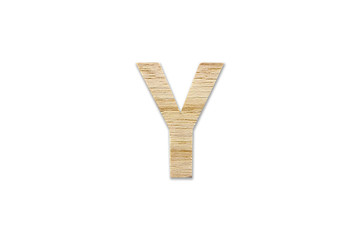 english alphabet Y made from wood isolated on white background