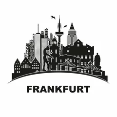 Frankfurt Wandtatoo Umriss Sehenswürdigkeiten Skyline Denkmäler Schattenriss Scherenschnitt Abbildung Reiseführer Stadtansicht © Jyll