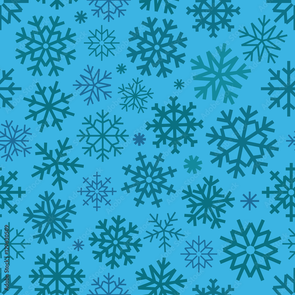 Poster different vector snowflakes seamless patter. vector ice crystal