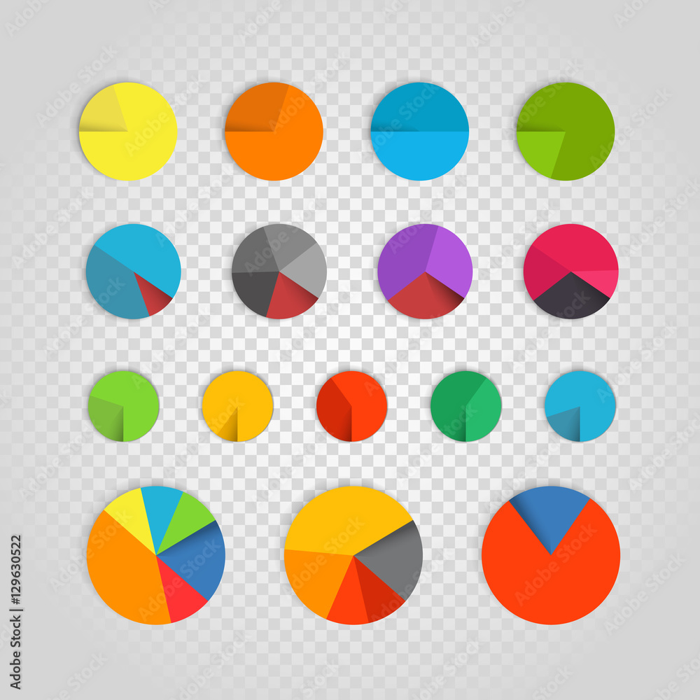 Poster infographic elements collection. color pie-chart diagram collection on transparent background. busin