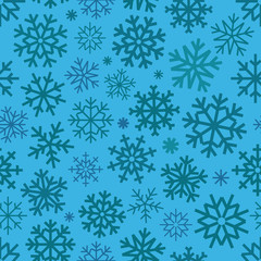 Naklejka na ściany i meble Different vector snowflakes seamless patter. Vector ice crystal