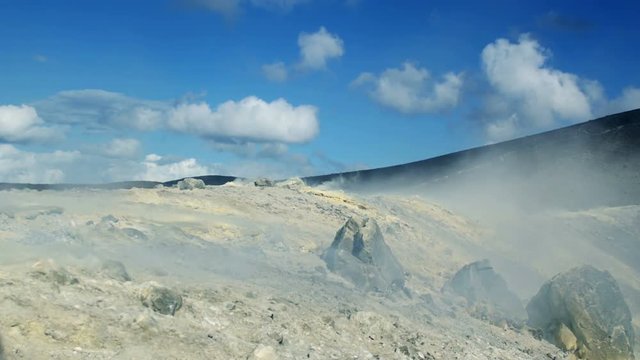 Volcano in activity on Vulcano island in Eolie Archipelago: Sicily, Italy