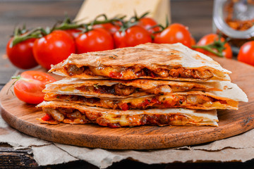 Quesadilla on a wooden table