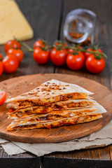 Quesadilla on a wooden table