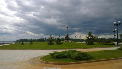 Obraz premium Panoramic view on famous Strelka Park in Yaroslavl