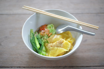 dried egg noodles and dumpling