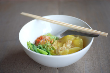 dried egg noodles and dumpling