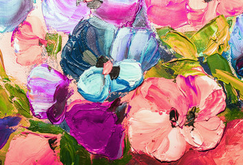 Fototapeta na wymiar texture oil painting flowers, painting vivid flowers