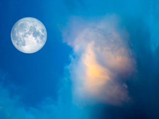 full moon Gold cloud in the blue sky