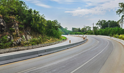 Beautiful romantic mountain route in Thailand Curve of road,tropical road in jungle