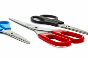 Three stationery scissors