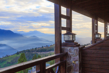 On the balcony of chalet