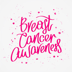Fototapeta na wymiar Breast Cancer Awareness. Trend calligraphy