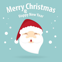 santa claus and snow theme, merry christmas and happy new year o
