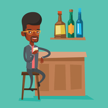 Man sitting at the bar counter vector illustration