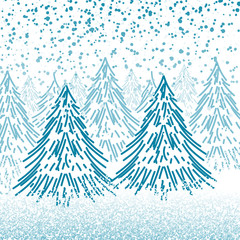 Obraz premium vecteur sapin-forêt