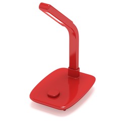 Led Sensor Desk Red Lamp. 3D render isolated on white background. Template for Object Presentation.