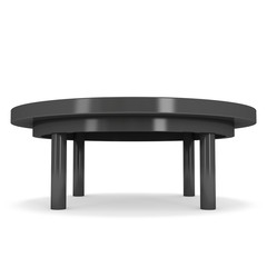 Black Round Table. 3D render isolated on white. Platform or Stand Illustration. Template for Object Presentation.