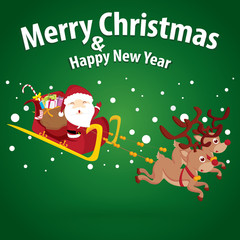 santa claus and snow theme, merry christmas and happy new year o