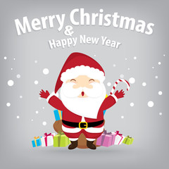 santa claus and snow theme, merry christmas and happy new year o