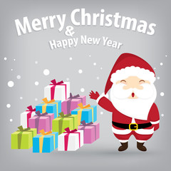santa claus and snow theme, merry christmas and happy new year o