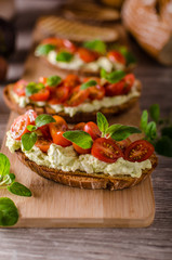 Fresh cheese panini bread with herbs