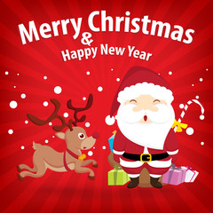 santa claus and snow theme, merry christmas and happy new year o
