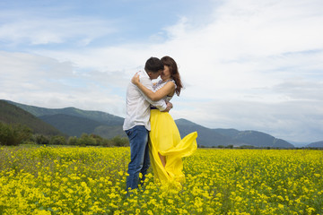 Fototapeta premium The lovers passionately embrace each other.
