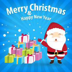 santa claus and snow theme, merry christmas and happy new year o