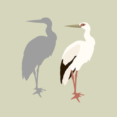 Stork vector illustration style Flat set