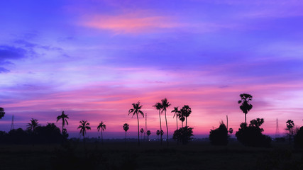 Countryside landscape twilight thailand.