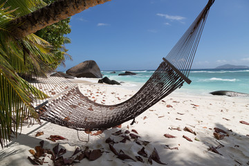 Seychelles, Silhouette Island, Hammock, beach