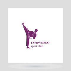 Taekwondo sport club logo design presentation on white. Vector illustration