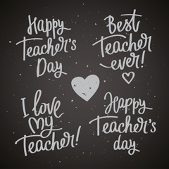 Set of labels to the Teacher's Day. Fashionable calligraphy