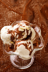 Vanilla ice Cream with Chocolate Sauce