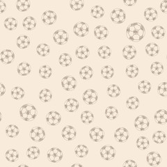 Soccer ball doodle hand drawn icons seamless pattern, tiling ornament. Vector illustration