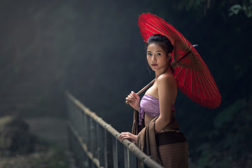 Asian Woman In Traditional Costume, Thailand