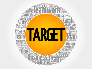 Target circle word cloud, business concept