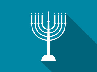 Hanukkah candles with long shadow. Vector illustration.