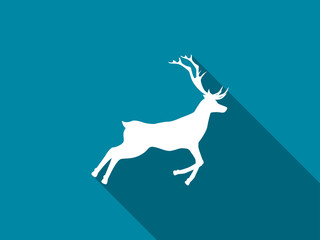 Deer icon with long shadow. Vector illustration
