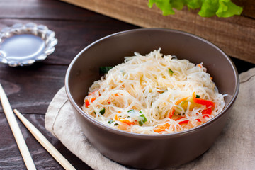 Asian salad with Funchoza, horizontal