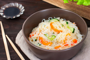 Asian salad with Funchoza, horizontal