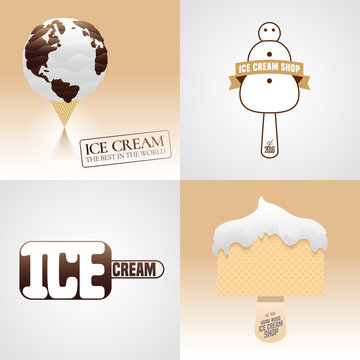 Set of ice cream vector logo, sign, symbol, emblem, illustration
