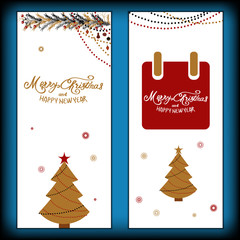 Postcard -  Merry Christmas And Happy New Year. Vector, illustration.