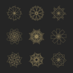 Abstract geometric shapes, futuristic wavy fractal in vector
