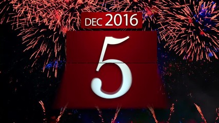 Countdown calendar for the new year 2017 with fireworks