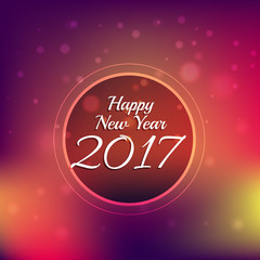 colorful bokeh background with 2017 new year text