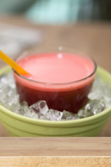 wood table for montage or display your product with blur backgro