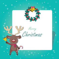 Christmas greeting card with a reindeer
