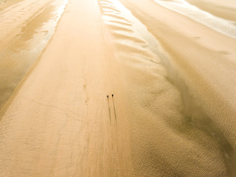 Camber Sands Beach at sunrise, Camber, near Rye, East Sussex